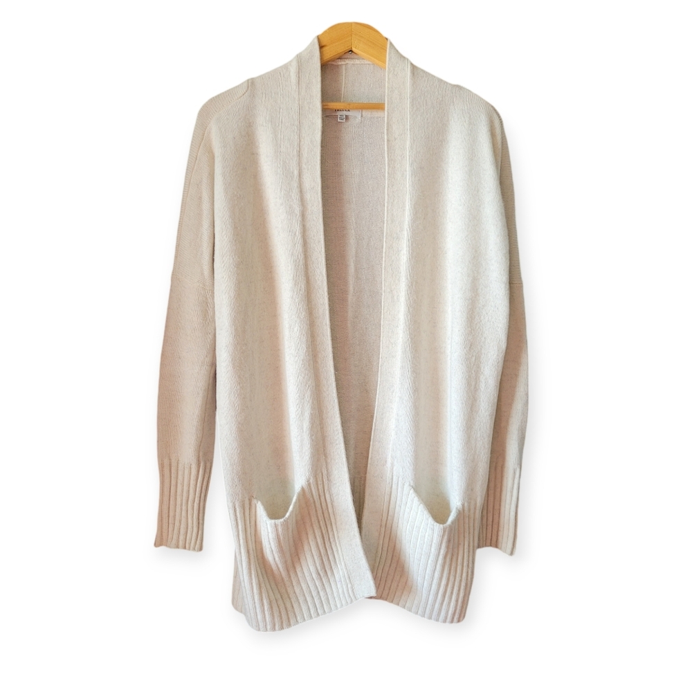 Aritzia Angora Blend Long Line Open Cardigan in Cream size XXS Oversized